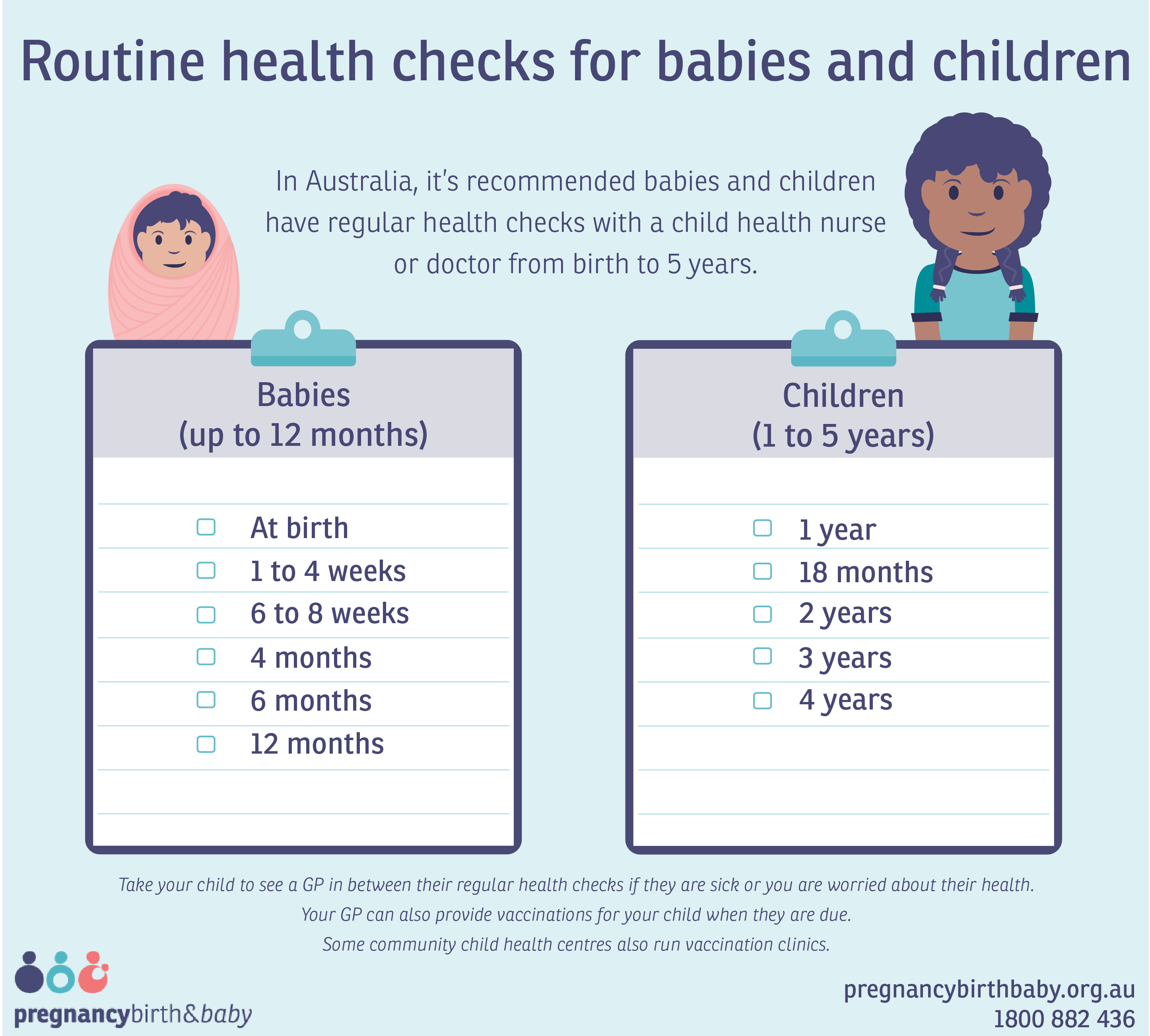 Routine health checks for babies and children