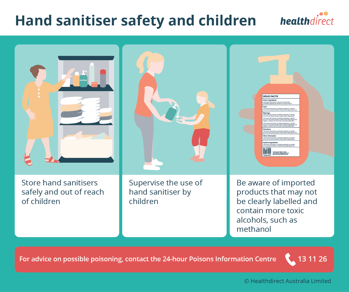 Hand sanitiser safety tips infographic